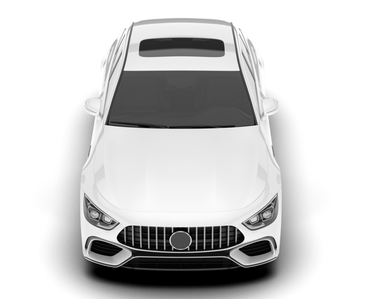 White modern car isolated on transparent background. 3d rendering - illustration png