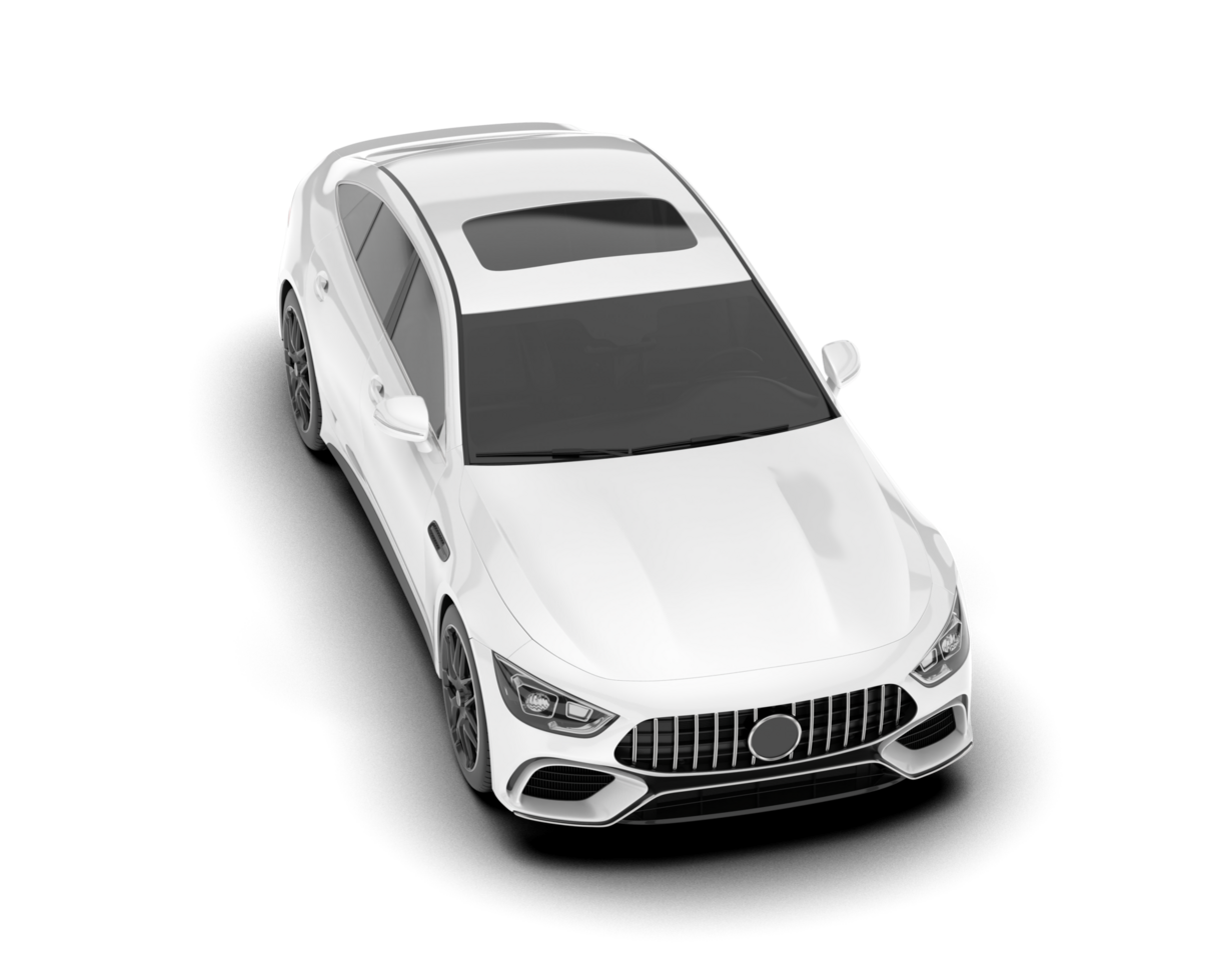 White modern car isolated on transparent background. 3d rendering - illustration png