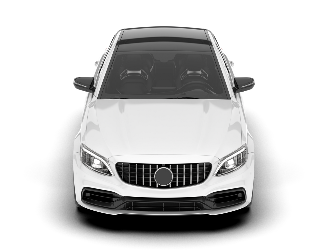 White modern car isolated on transparent background. 3d rendering - illustration png