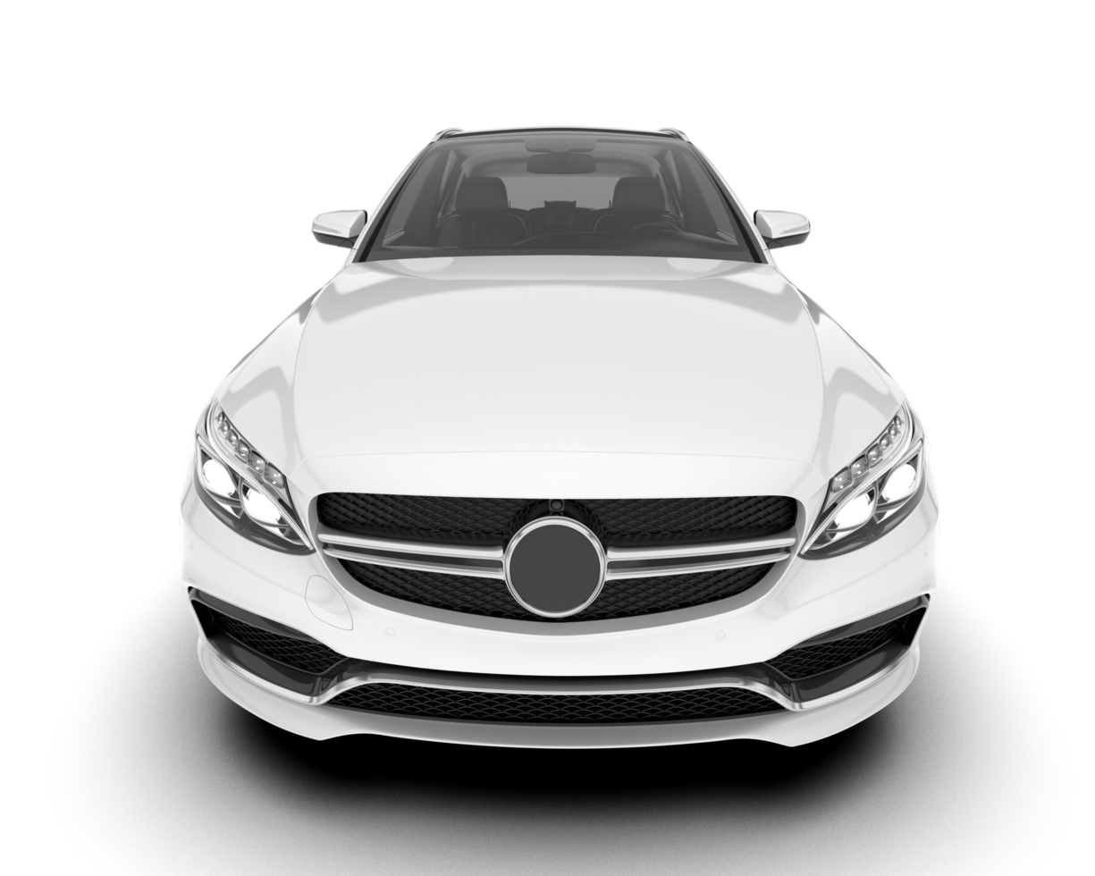 White modern car isolated on transparent background. 3d rendering - illustration png