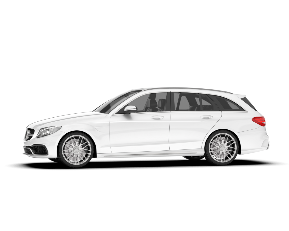 White modern car isolated on transparent background. 3d rendering - illustration png