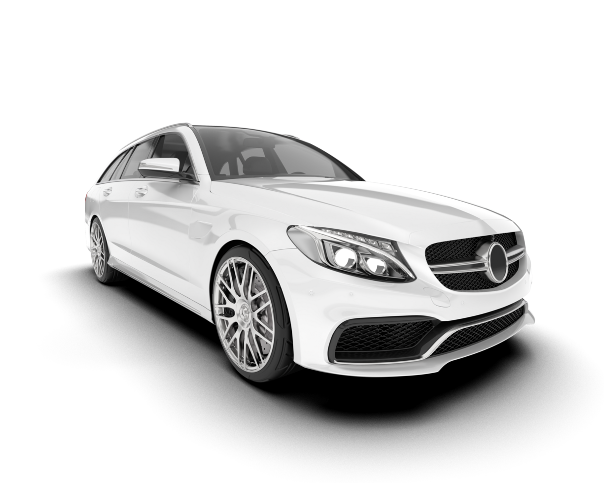 White modern car isolated on transparent background. 3d rendering - illustration png