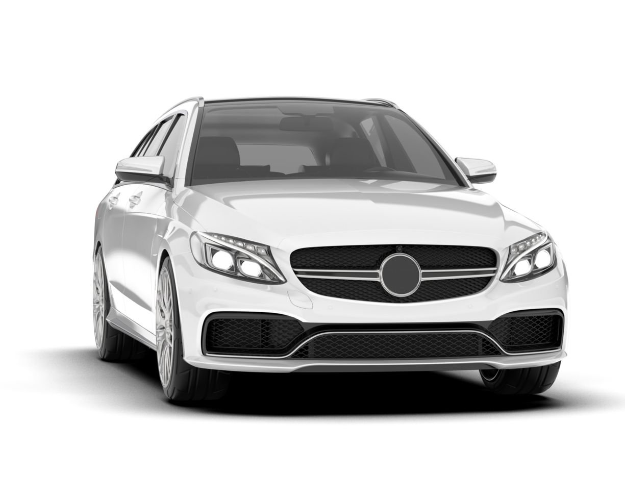 White modern car isolated on transparent background. 3d rendering - illustration png