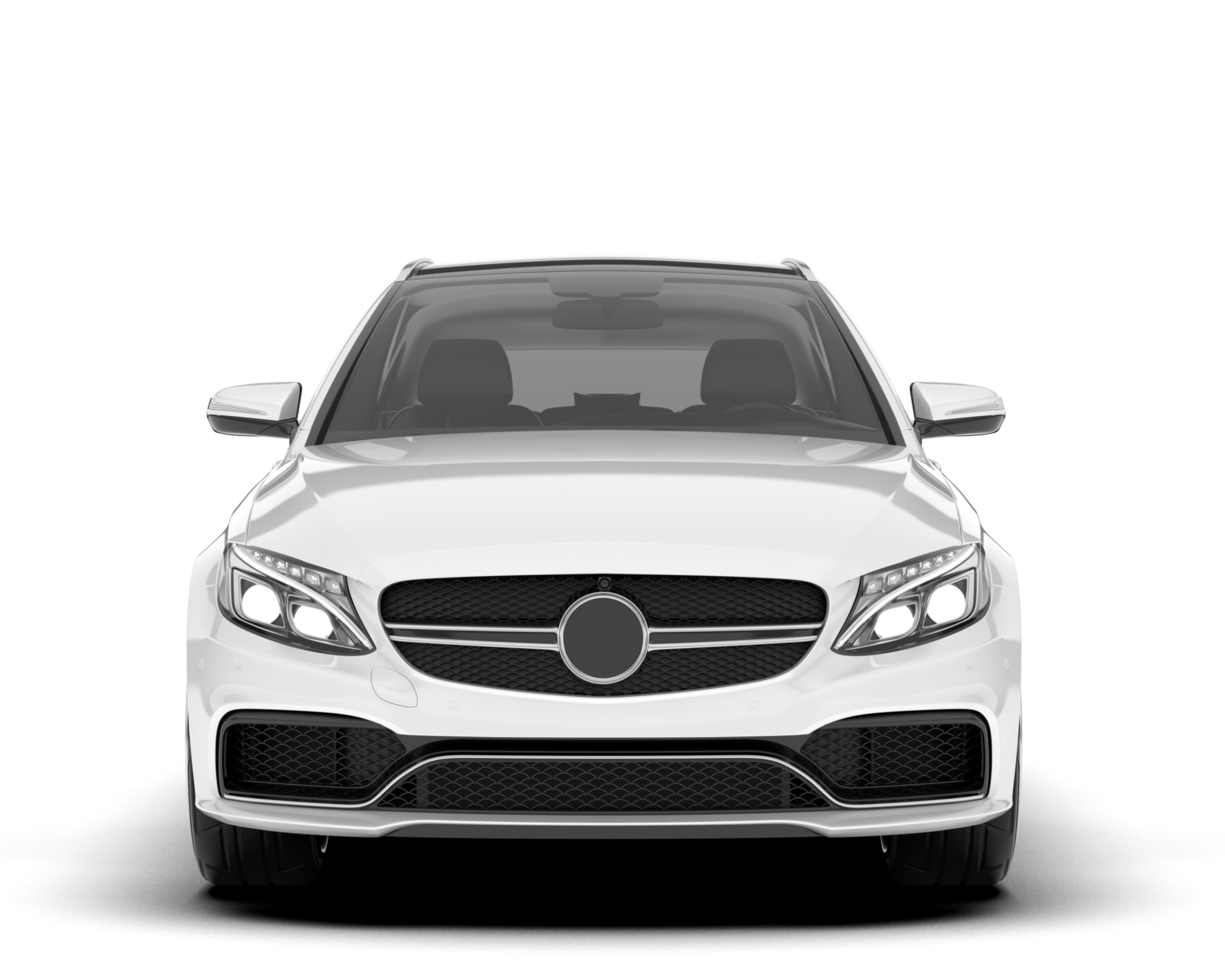 White modern car isolated on transparent background. 3d rendering - illustration png