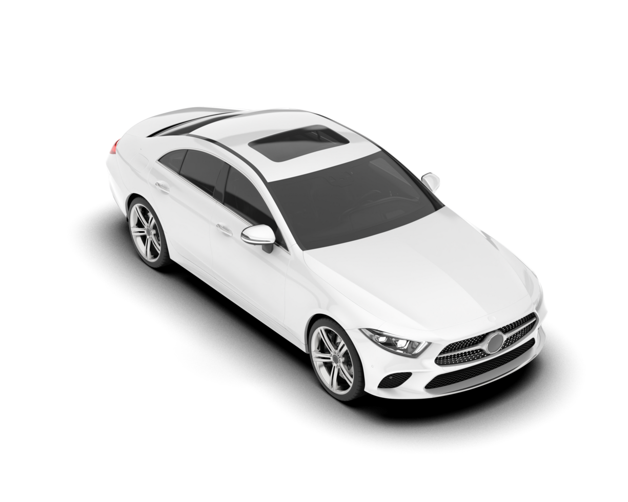 White modern car isolated on transparent background. 3d rendering - illustration png