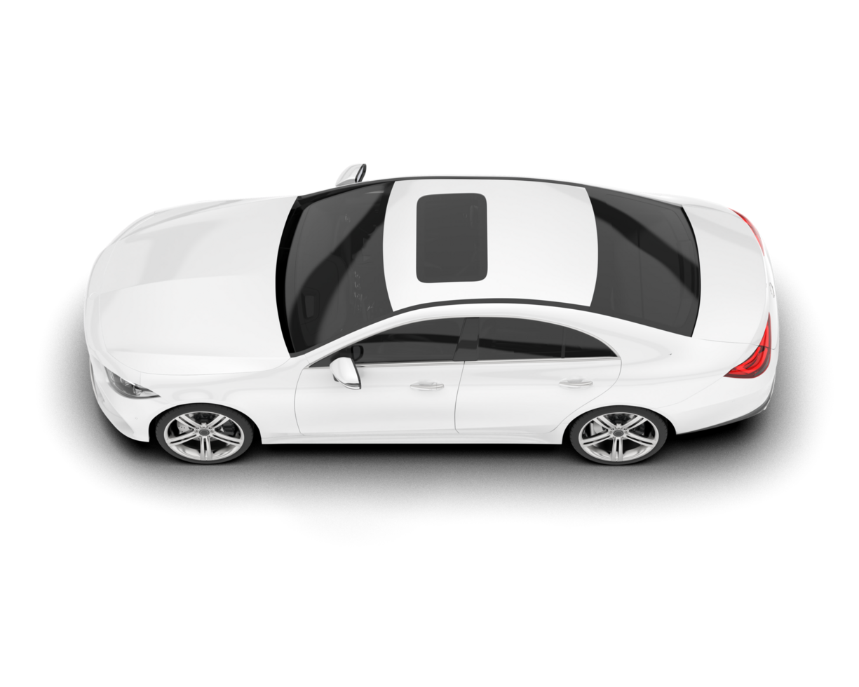 White modern car isolated on transparent background. 3d rendering - illustration png