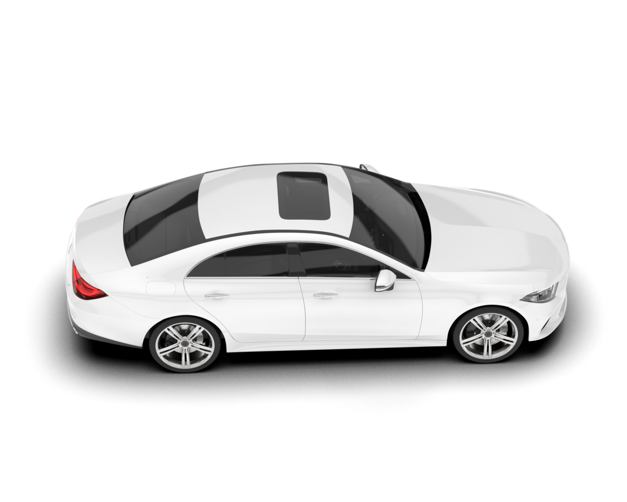 White modern car isolated on transparent background. 3d rendering - illustration png