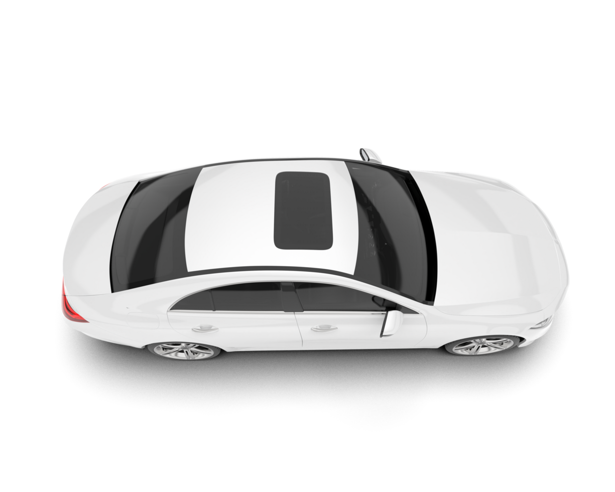 White modern car isolated on transparent background. 3d rendering - illustration png