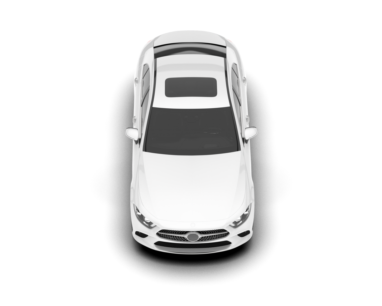 White modern car isolated on transparent background. 3d rendering - illustration png