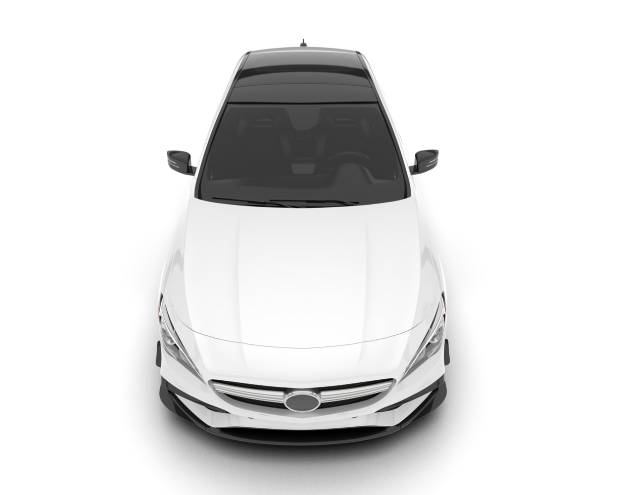 White modern car isolated on transparent background. 3d rendering - illustration png