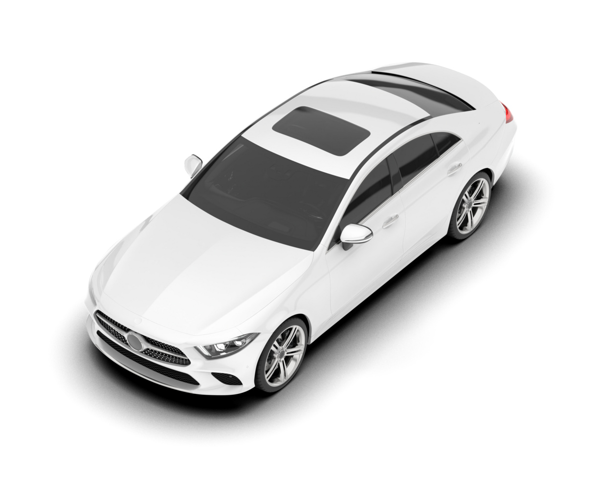 White modern car isolated on transparent background. 3d rendering - illustration png