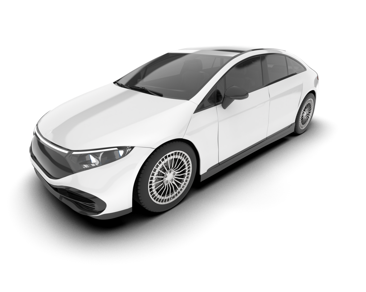White modern car isolated on transparent background. 3d rendering - illustration png