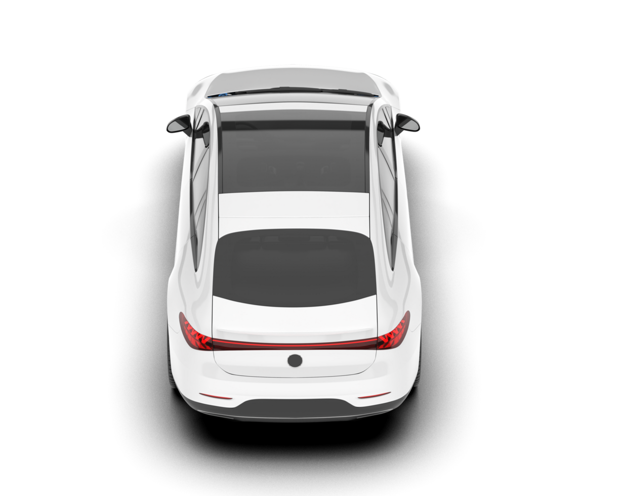 White modern car isolated on transparent background. 3d rendering - illustration png