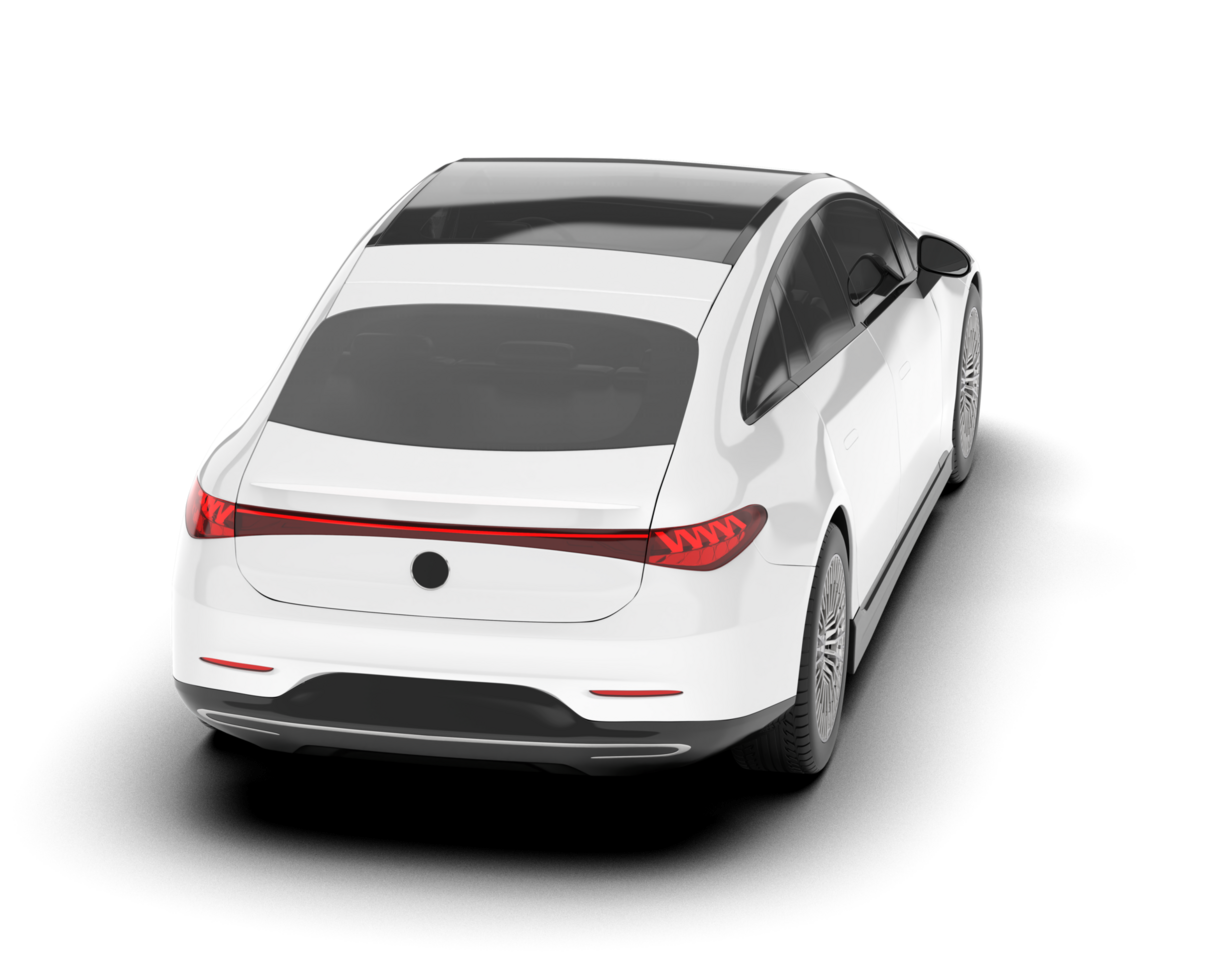 White modern car isolated on transparent background. 3d rendering - illustration png