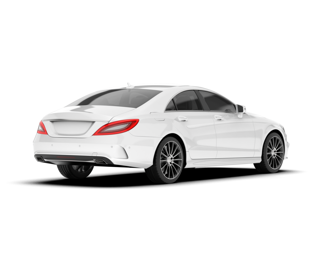 White modern car isolated on transparent background. 3d rendering - illustration png