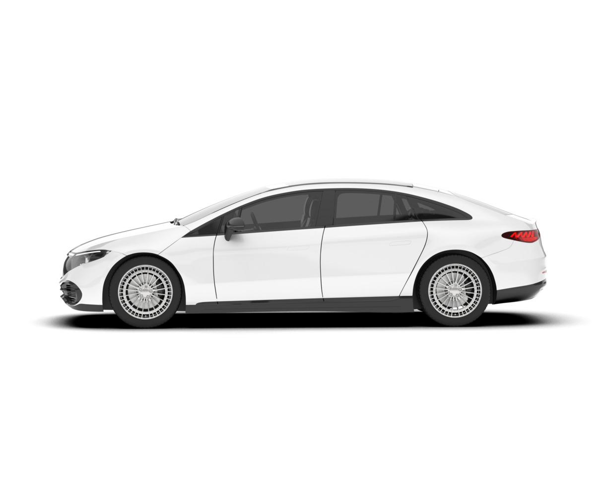 White modern car isolated on transparent background. 3d rendering - illustration png