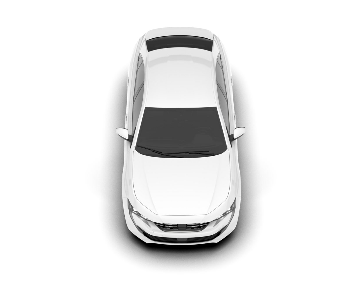 White modern car isolated on transparent background. 3d rendering - illustration png