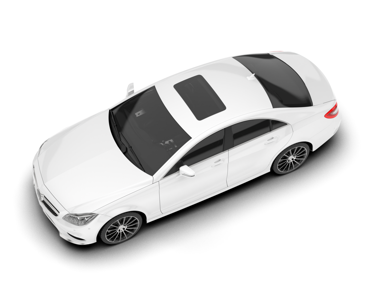 White modern car isolated on transparent background. 3d rendering - illustration png