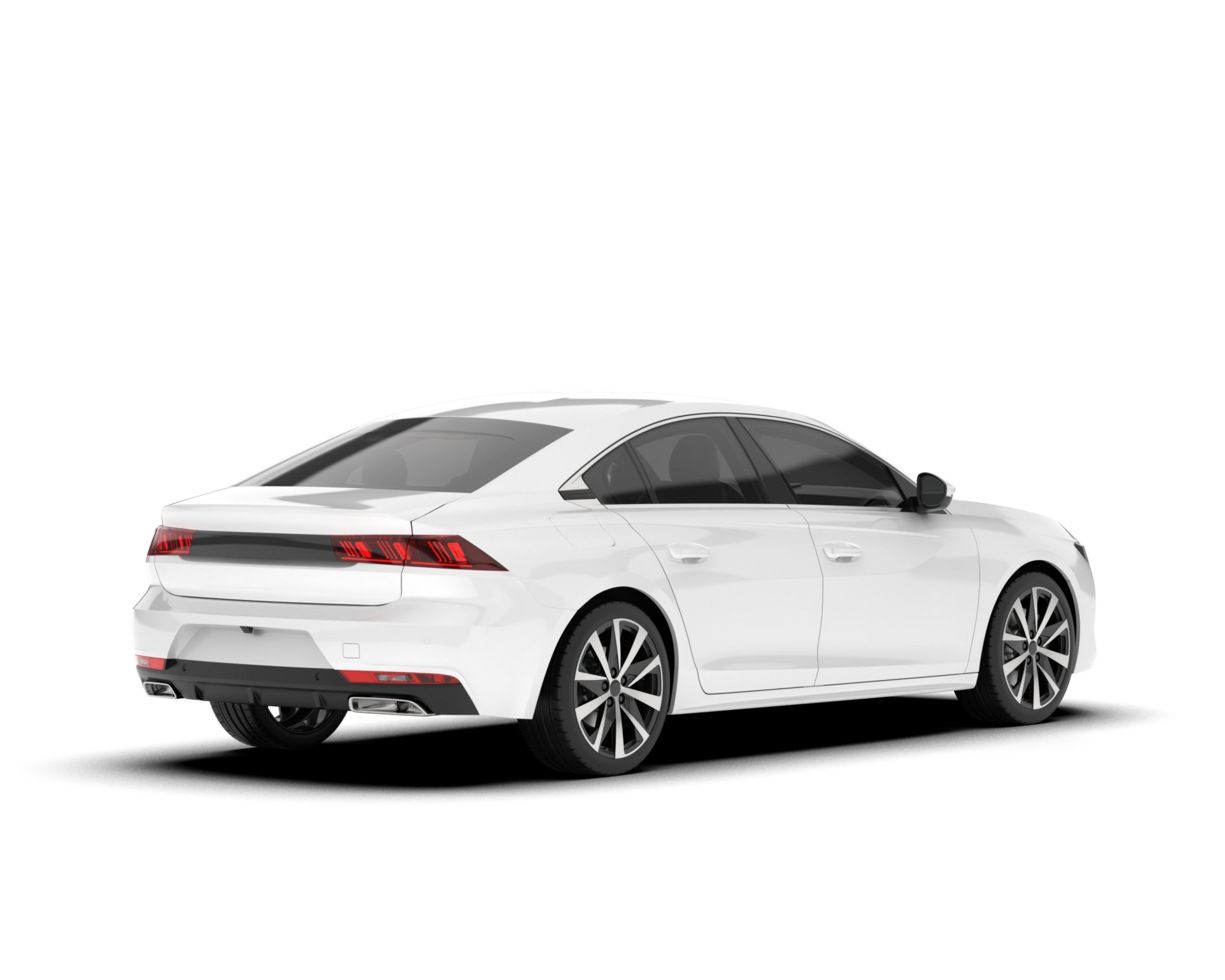 White modern car isolated on transparent background. 3d rendering - illustration png