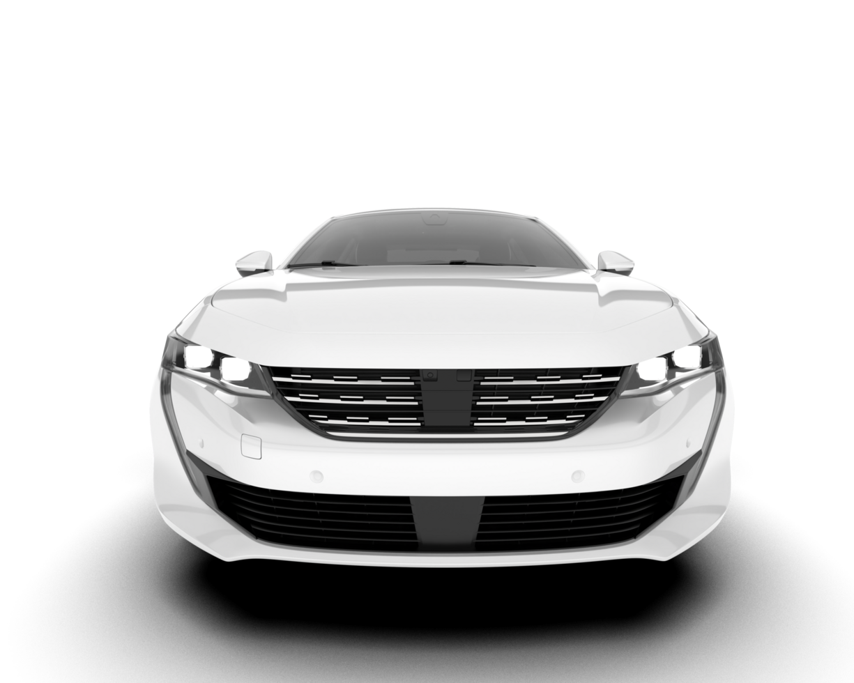 White modern car isolated on transparent background. 3d rendering - illustration png