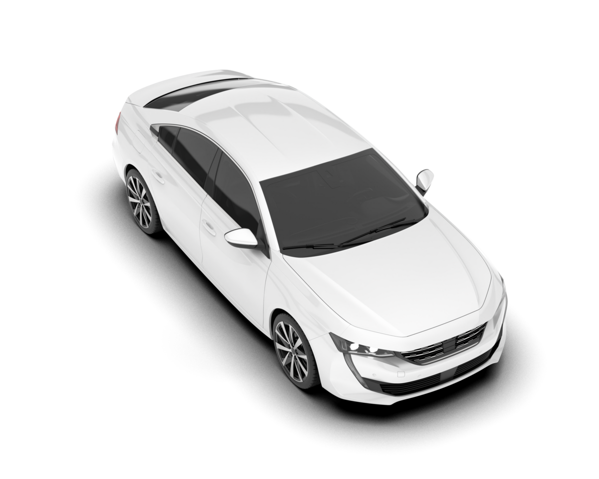 White modern car isolated on transparent background. 3d rendering - illustration png