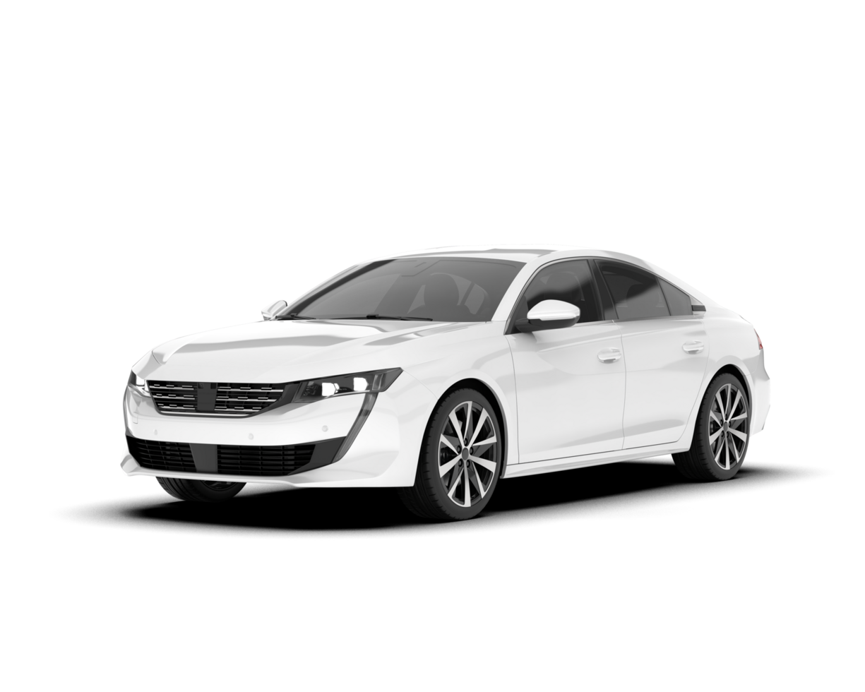 White modern car isolated on transparent background. 3d rendering - illustration png