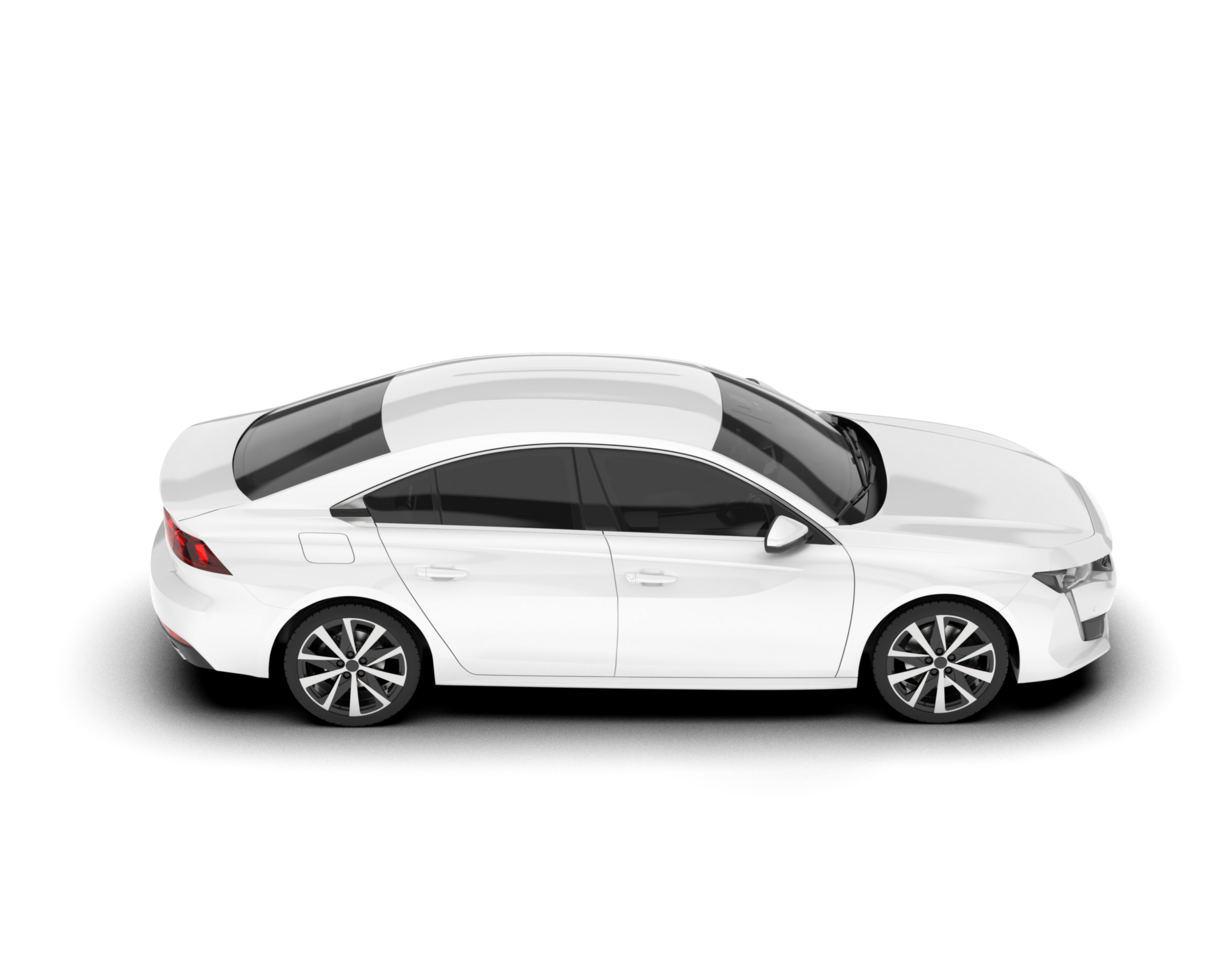 White modern car isolated on transparent background. 3d rendering - illustration png