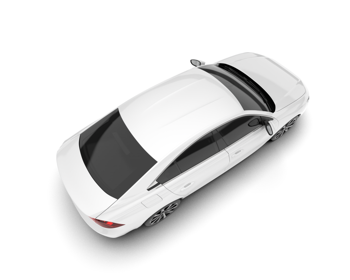 White modern car isolated on transparent background. 3d rendering - illustration png