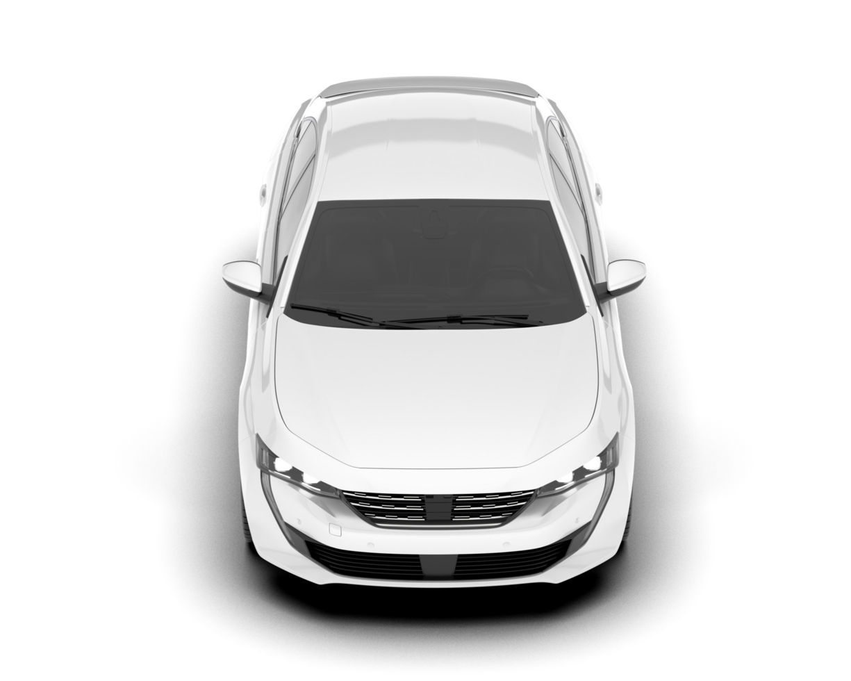 White modern car isolated on transparent background. 3d rendering - illustration png