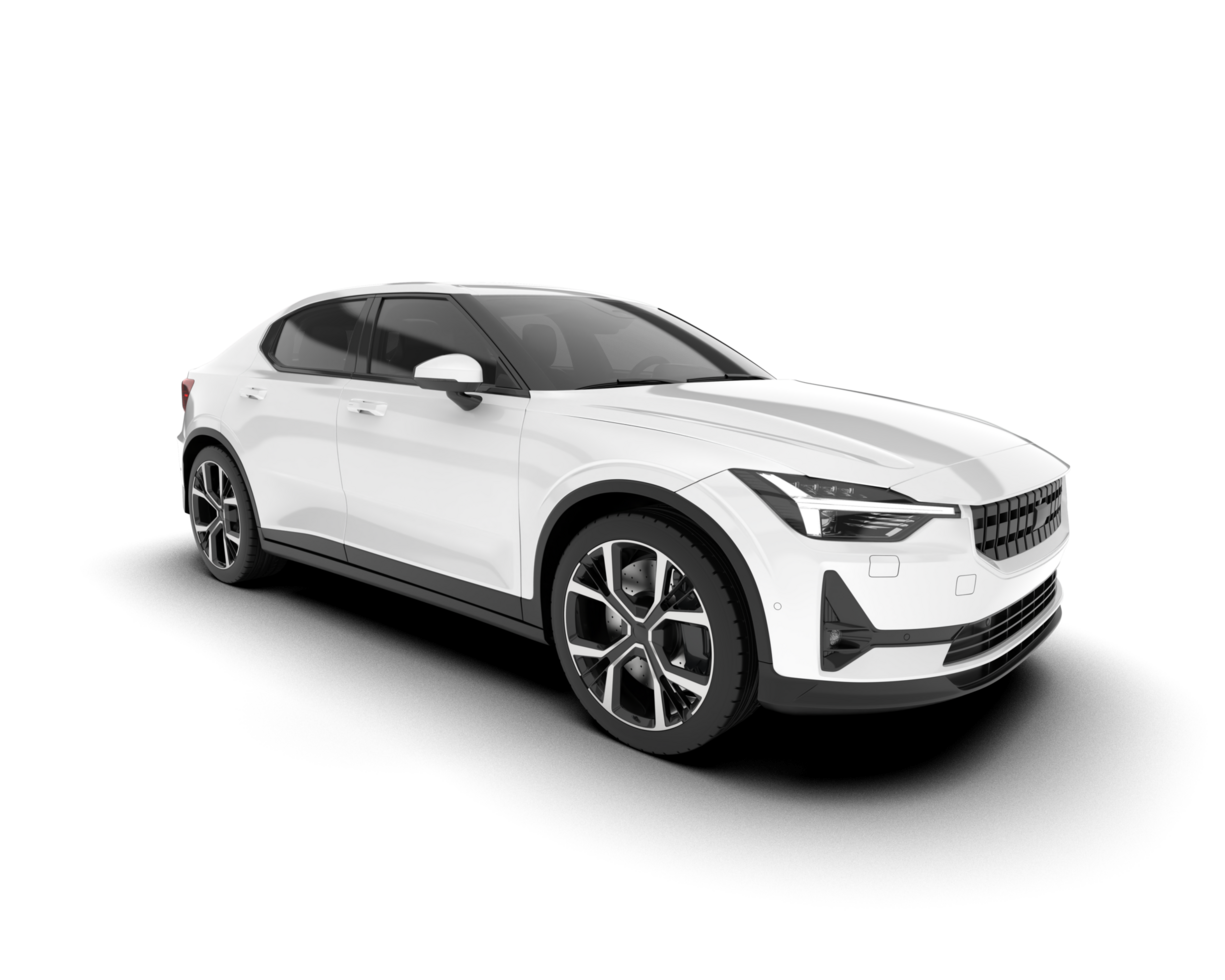 White modern car isolated on transparent background. 3d rendering - illustration png