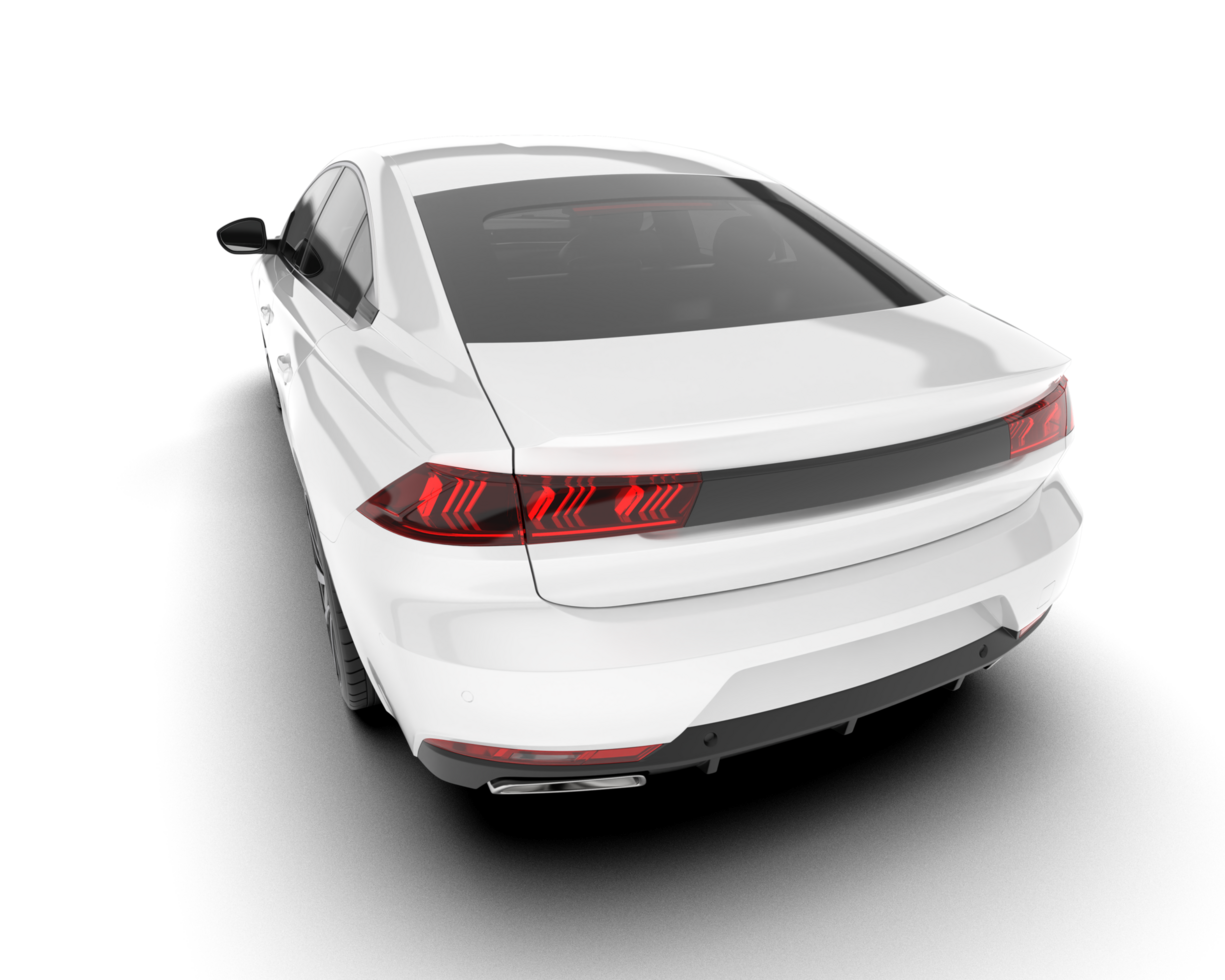 White modern car isolated on transparent background. 3d rendering - illustration png