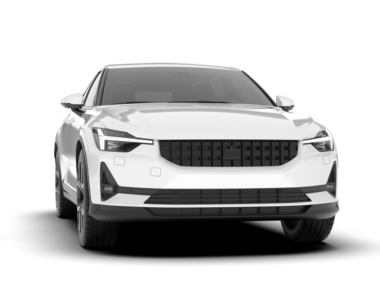 White modern car isolated on transparent background. 3d rendering - illustration png