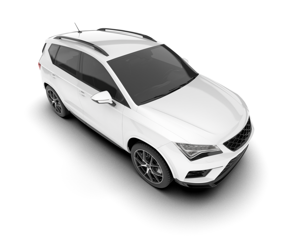 White modern car isolated on transparent background. 3d rendering - illustration png