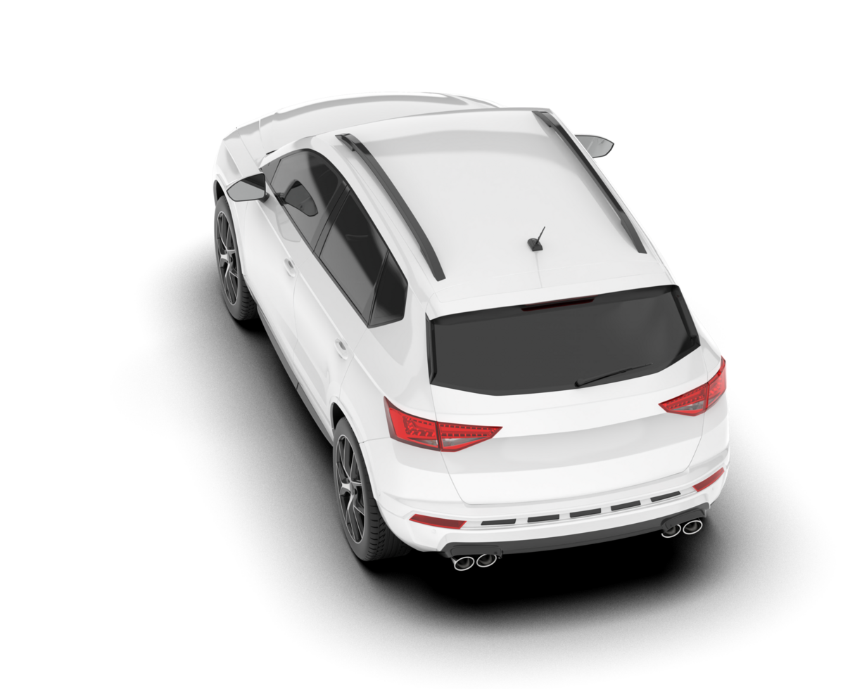 White modern car isolated on transparent background. 3d rendering - illustration png