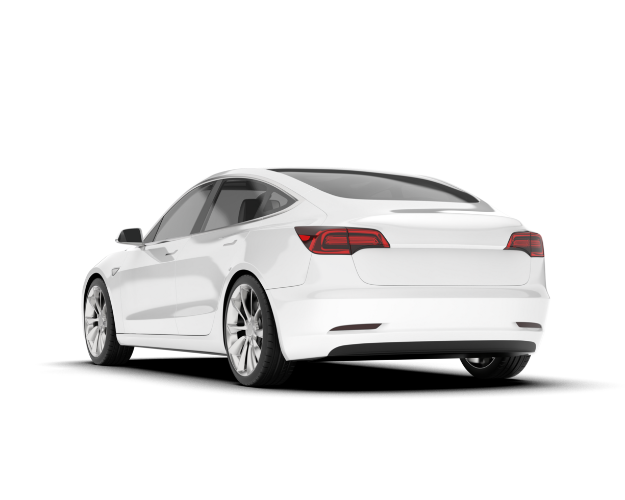 White modern car isolated on transparent background. 3d rendering - illustration png