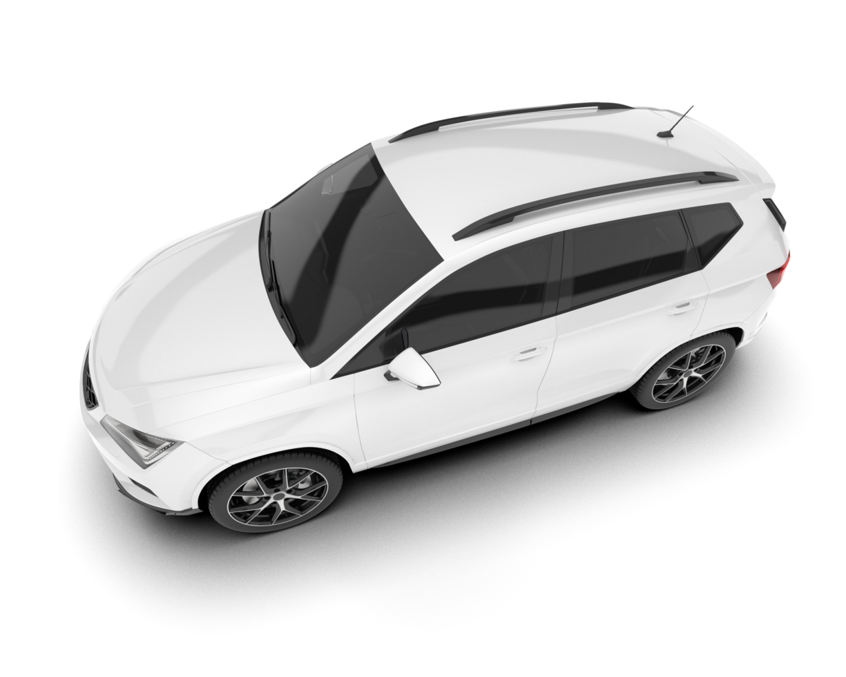 White modern car isolated on transparent background. 3d rendering - illustration png