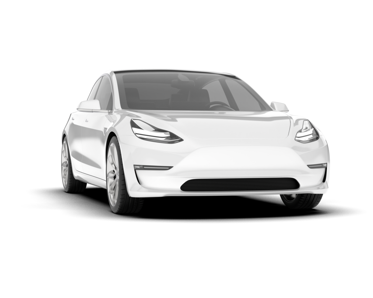 White modern car isolated on transparent background. 3d rendering - illustration png