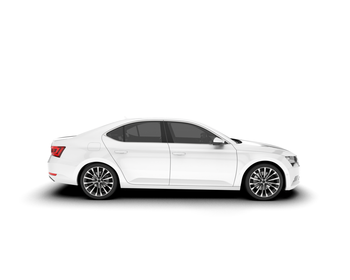 White modern car isolated on transparent background. 3d rendering - illustration png