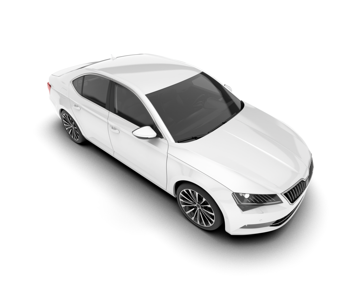 White modern car isolated on transparent background. 3d rendering - illustration png