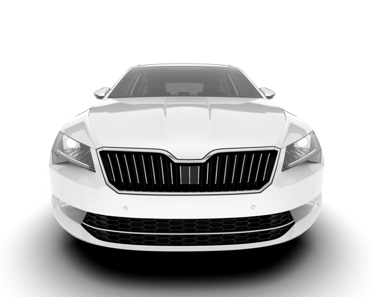 White modern car isolated on transparent background. 3d rendering - illustration png