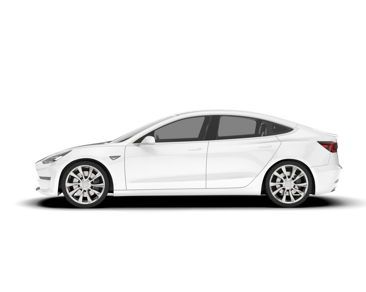 White modern car isolated on transparent background. 3d rendering - illustration png