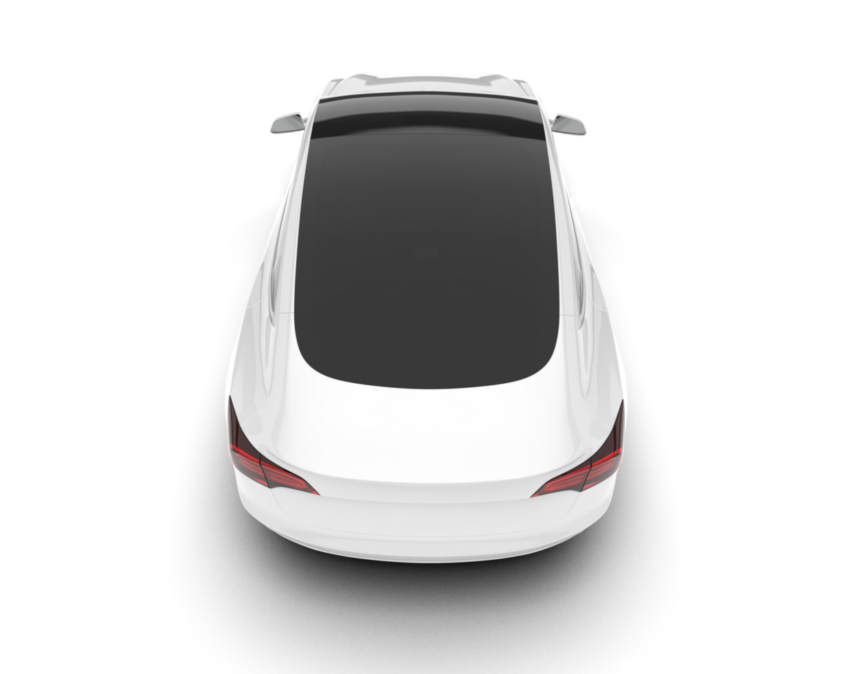 White modern car isolated on transparent background. 3d rendering - illustration png