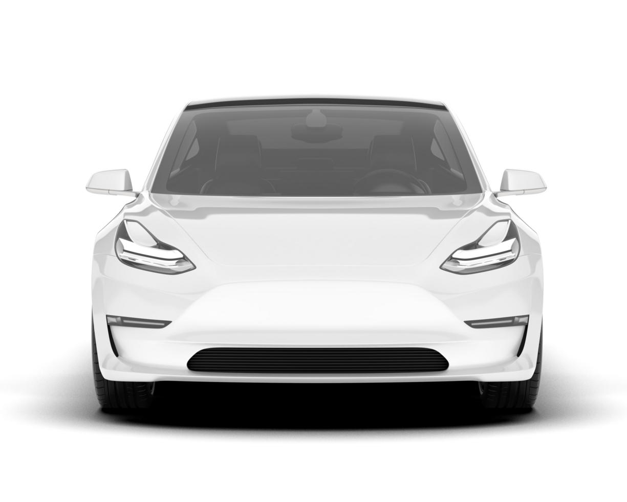 White modern car isolated on transparent background. 3d rendering - illustration png