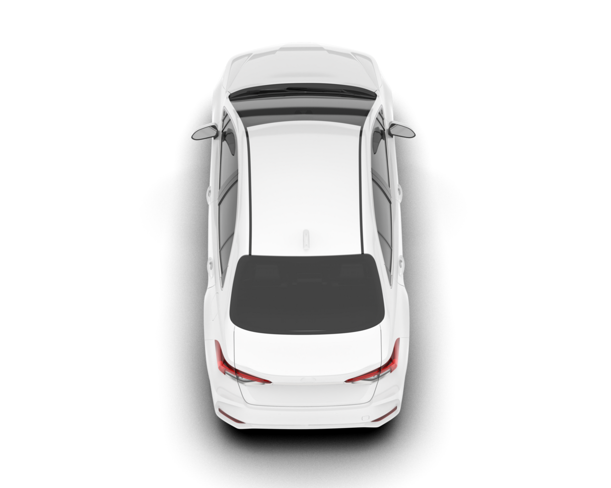 White modern car isolated on transparent background. 3d rendering - illustration png