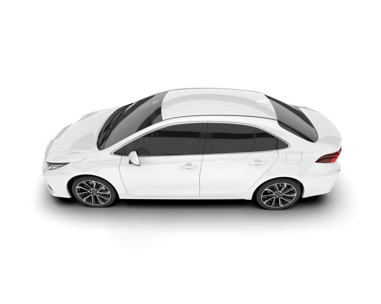 White modern car isolated on transparent background. 3d rendering - illustration png