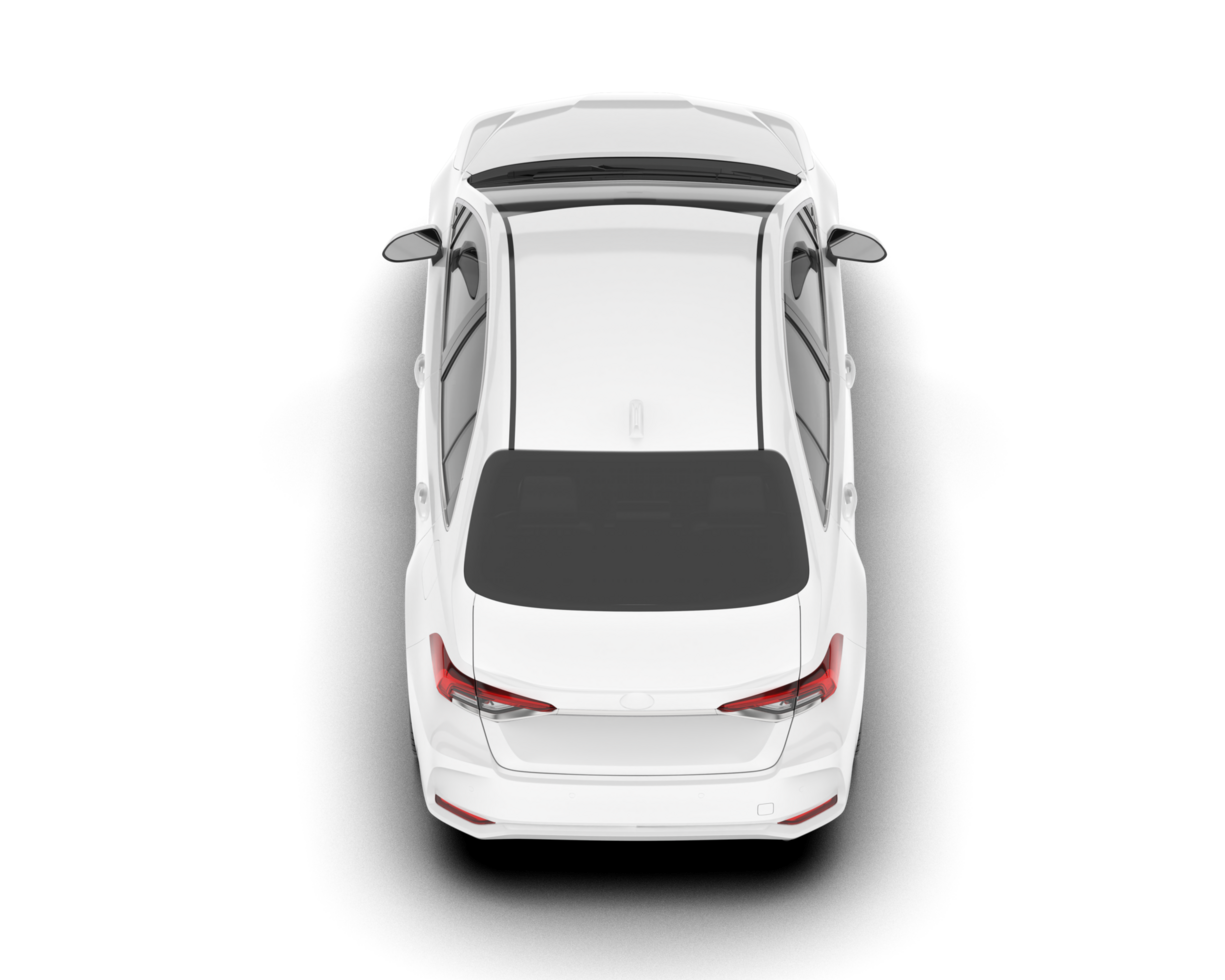 White modern car isolated on transparent background. 3d rendering - illustration png