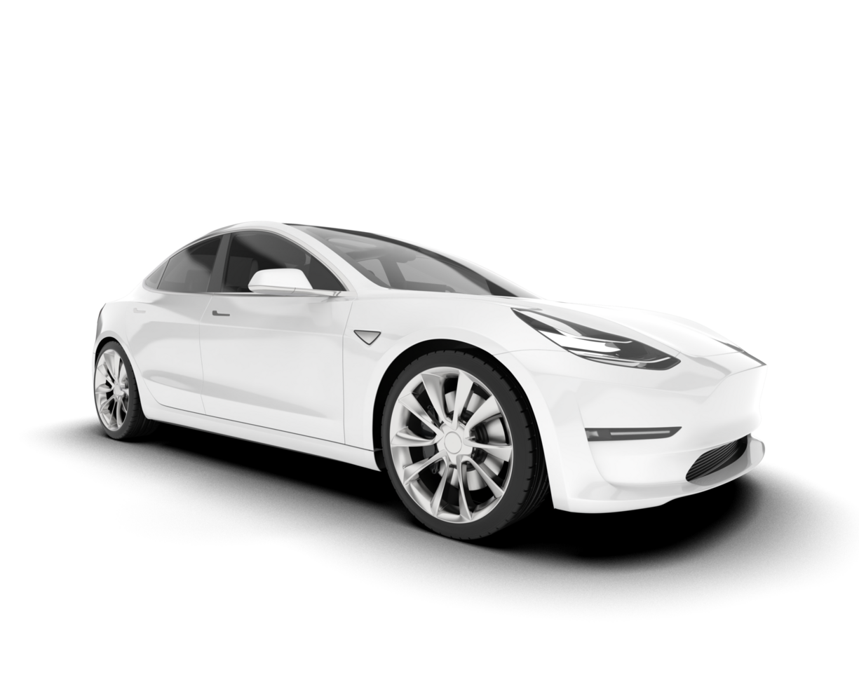 White modern car isolated on transparent background. 3d rendering - illustration png