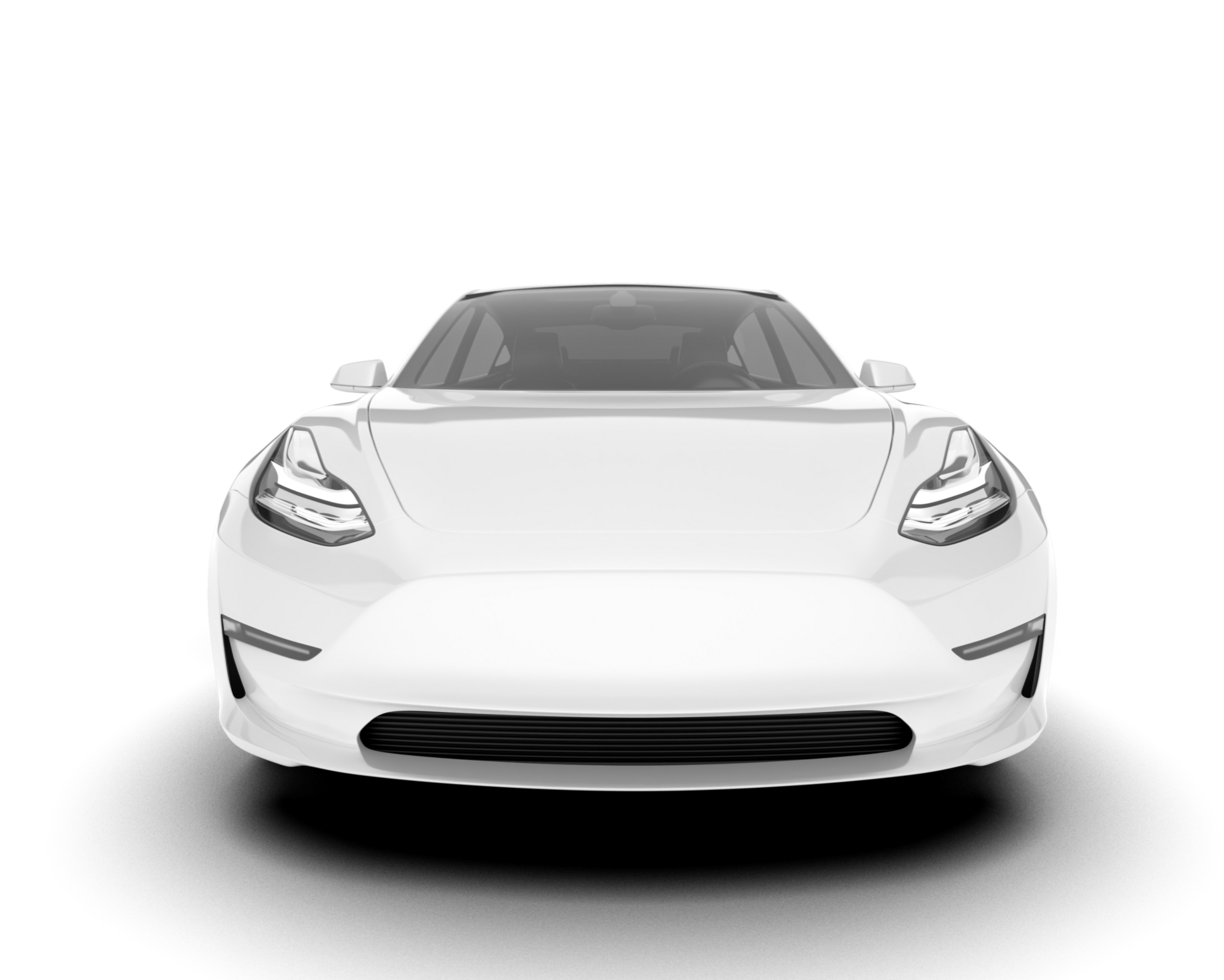 White modern car isolated on transparent background. 3d rendering - illustration png