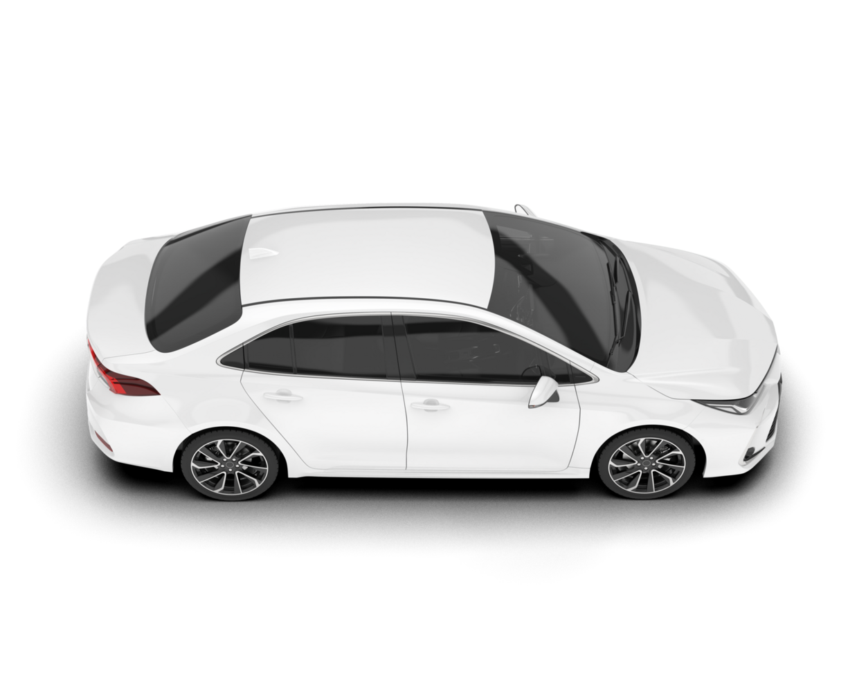 White modern car isolated on transparent background. 3d rendering - illustration png