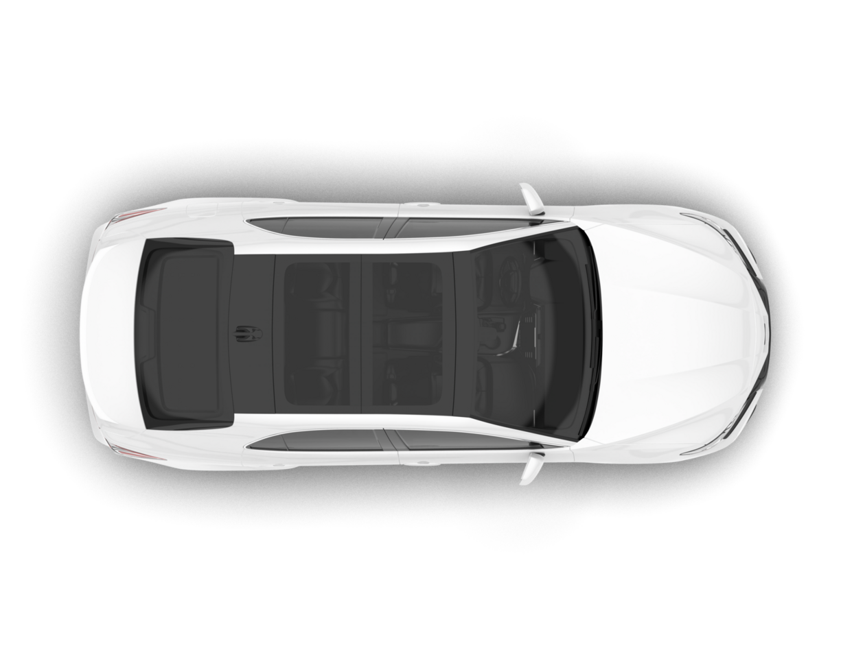 White modern car isolated on transparent background. 3d rendering - illustration png